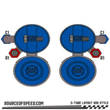 King Shock 2-Tube Piggyback Reservoir Bypass Layout - SOS Style