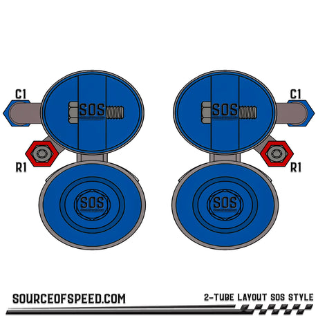 King Shock 2-Tube Piggyback Reservoir Bypass Layout - SOS Style