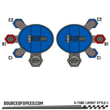 King 3.0 3-Tube Bypass Remote Reservoir | 12.00" Stroke