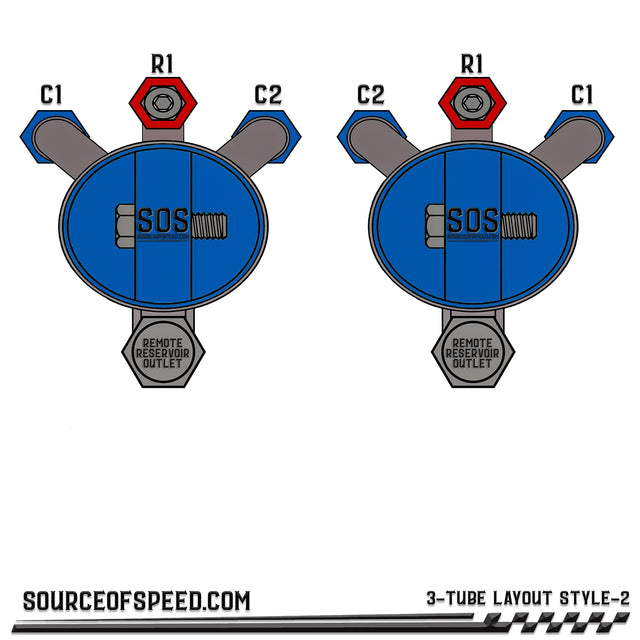 King 3.0 3-Tube Bypass Remote Reservoir | 12.00" Stroke