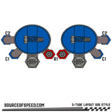 King 3.0 3-Tube Bypass Remote Reservoir | 12.00" Stroke