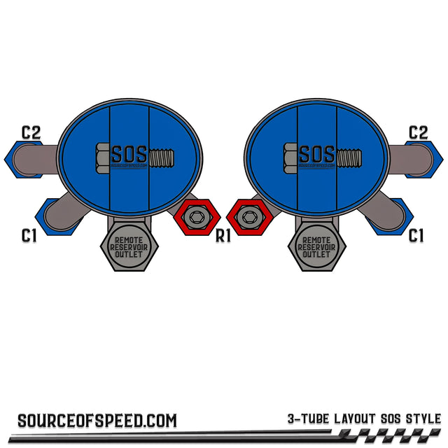 King 3.0 3-Tube Bypass Remote Reservoir | 12.00" Stroke