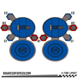 King Shock 4-Tube Piggyback Reservoir Bypass Layout