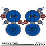 King Shock 5-Tube Piggyback Reservoir Bypass Layout