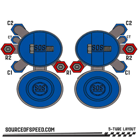 King Shock 5-Tube Piggyback Reservoir Bypass Layout