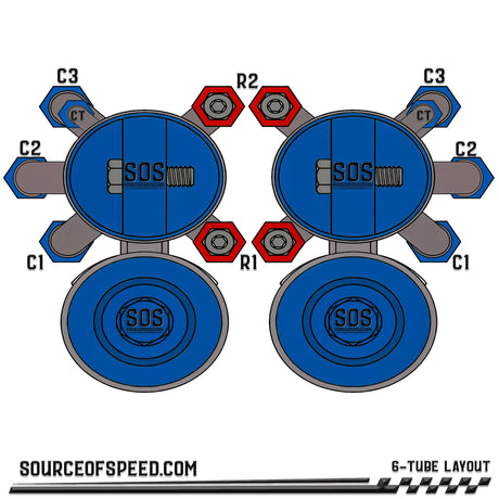 King Shock 6-Tube Piggyback Reservoir Bypass Layout