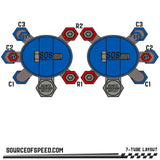 King Shock 7-Tube Remote Reservoir Bypass Layout