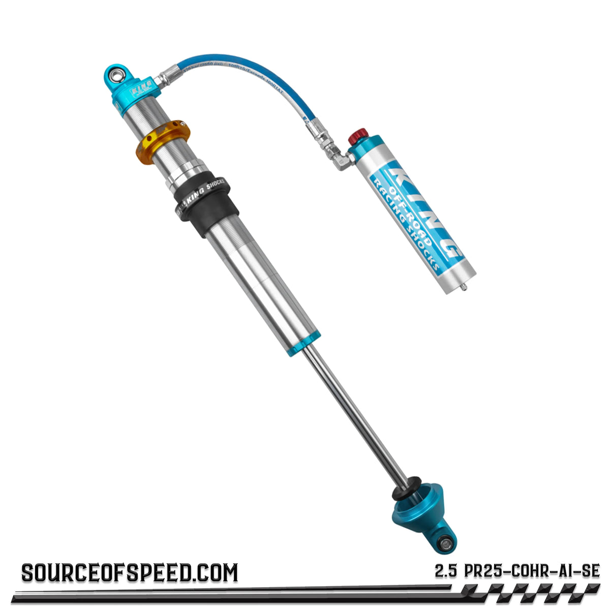 King 2.50" PR Coilover Shock Remote Reservoir w/Compression Adjuster, IBP and Swivel Endcap 