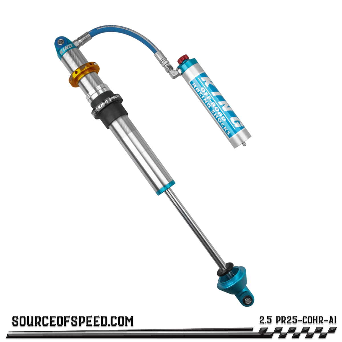 King 2.50" PR Coilover Shock Remote Reservoir w/Compression Adjuster, & IBP