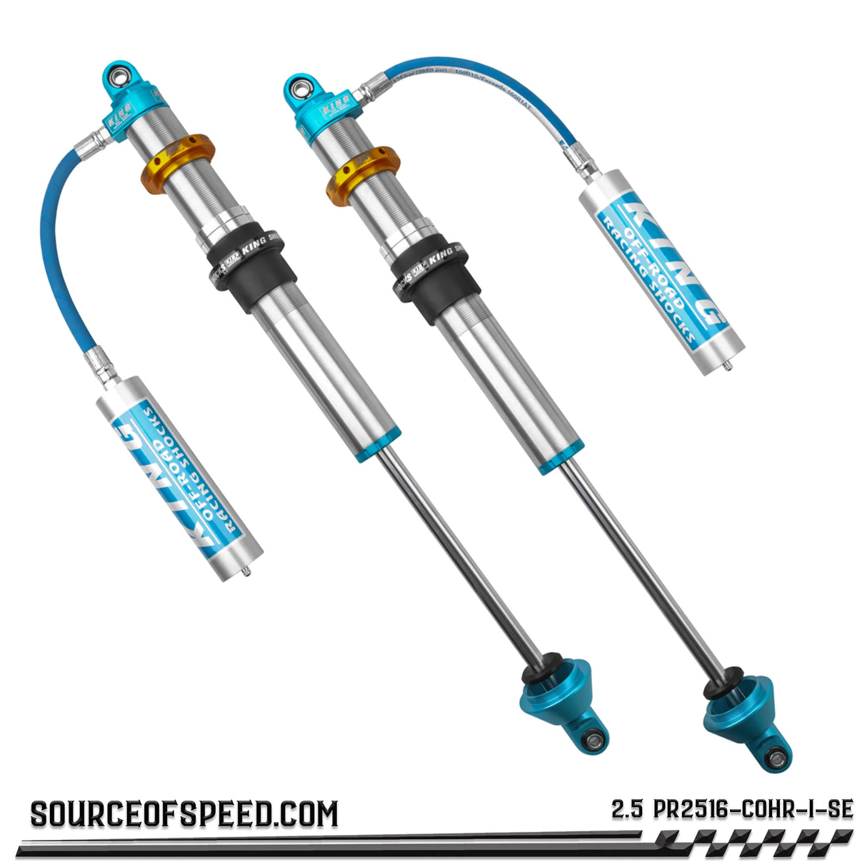 King 2.50" x 16" PR Coilover Shock Remote Reservoir, IBP and Swivel Endcap 