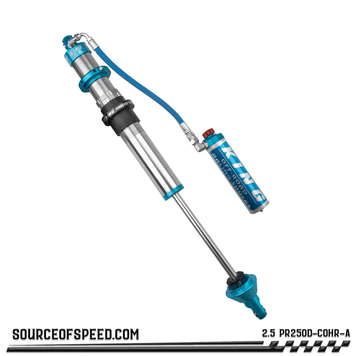King 2.50" PR Coilover Shock Remote Reservoir w/Compression Adjuster and OD End Cap