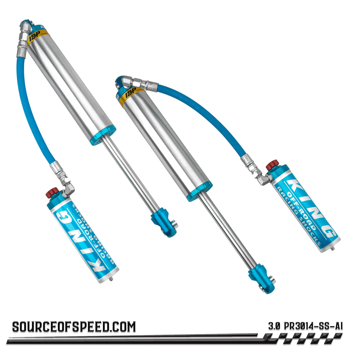 King 3.00" x 14" PR Series Shock with Remote Reservoir, compression adjuster & Internal Bypass