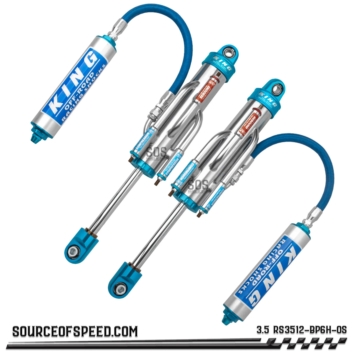 King RS Series 3.50" x 12" 6-Tube Bypass Remote Reservoir and Swivel Top Cap