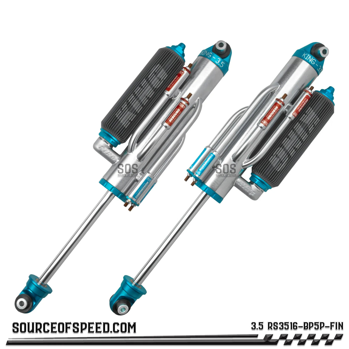 King RS Series 3.50" x 16" 5-Tube Bypass Finned Piggyback Reservoir