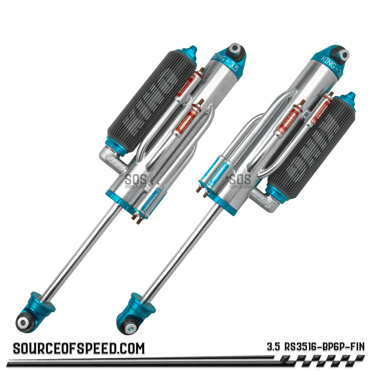 King RS Series 3.50" x 16" 6-Tube Bypass Finned Piggyback Reservoir