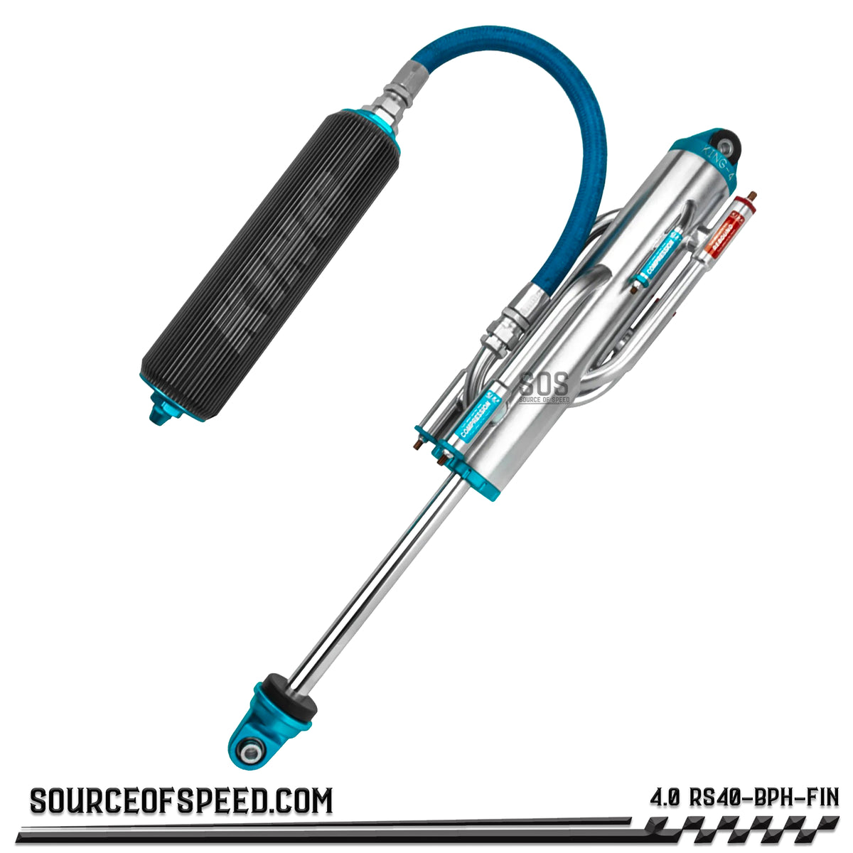 King RS Series 4.00" Bypass Finned Remote Reservoir Shock