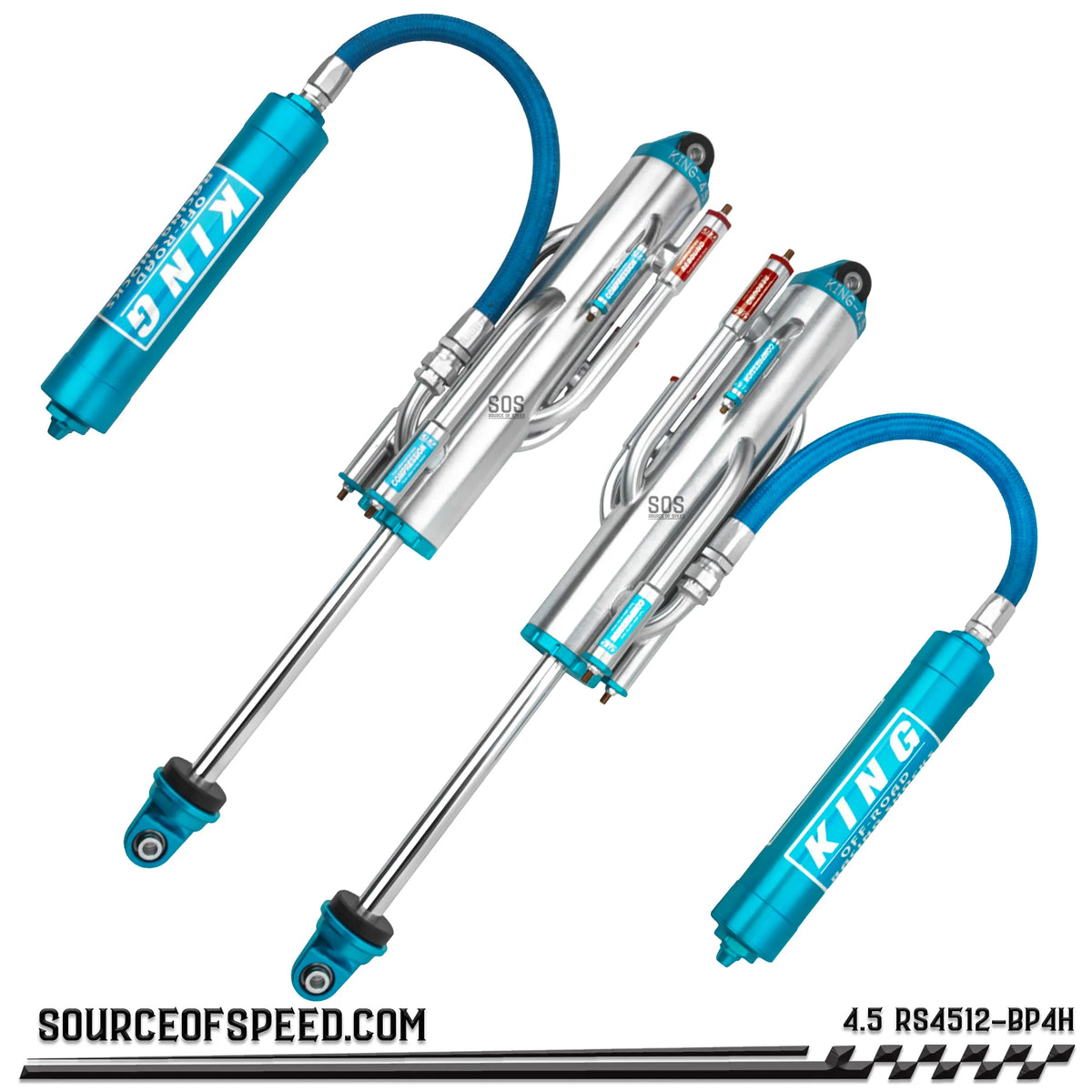 King RS Series 4.50" x 12" 4-Tube Bypass Remote Reservoir Shock